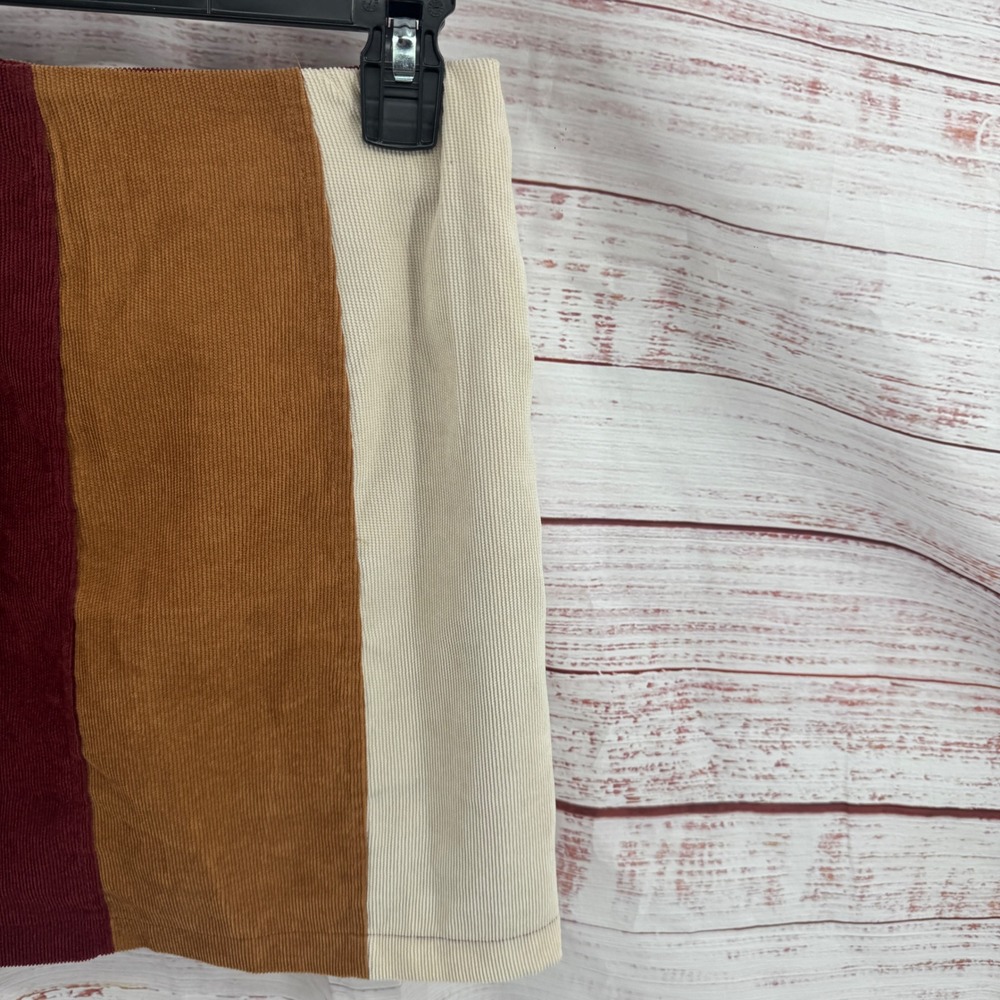 Altard State Colorblock Corduroy Mini Skirt Small Black Burgundy Mustard Cream - Picture 2 of 10